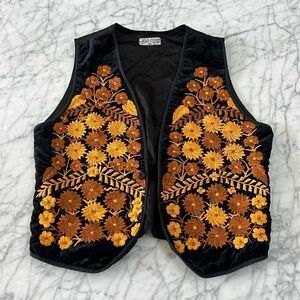 Floral Embroidered Vest Sz Womens Small